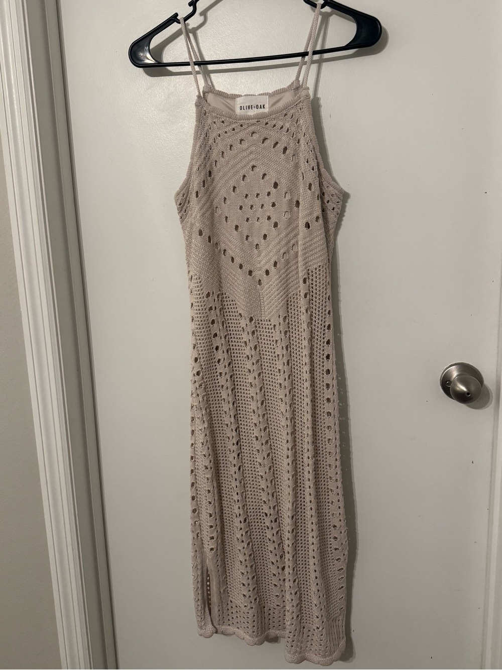 Olive & Oak Cream Crochet Halter Midi Dress - Picture 4 of 7